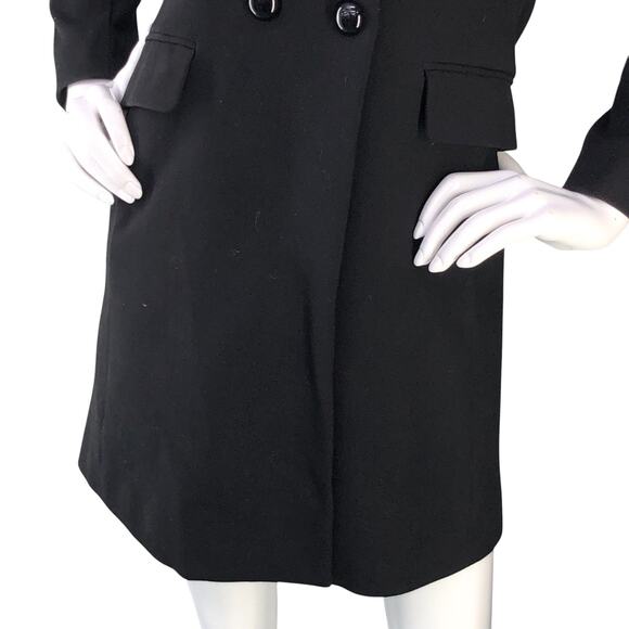 Banana Republic Coat Womens Petite XS Black Faux Fur Collar Double-Breasted - Picture 3 of 16